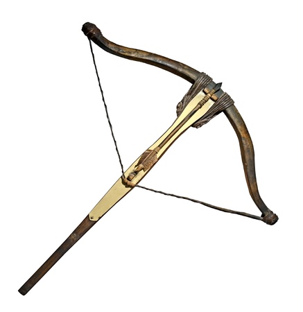 Medieval crossbow isolated on whiteの写真素材