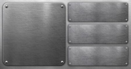 Metal plates on steel background, grunge backgroundの写真素材