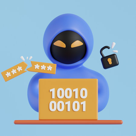 Cyber Security 3D, laptop and cloud data under protection. Cybersecurity, antivirus, encryption,...