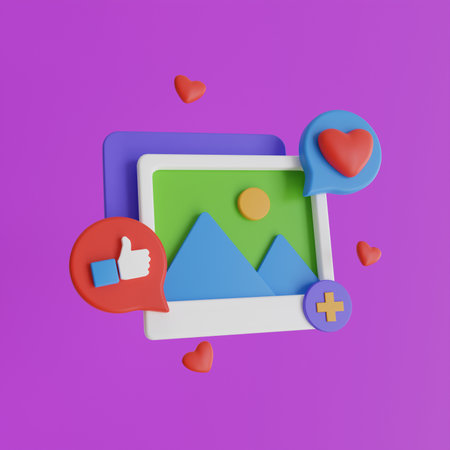 3D Social media platform, online social communication applications concept.