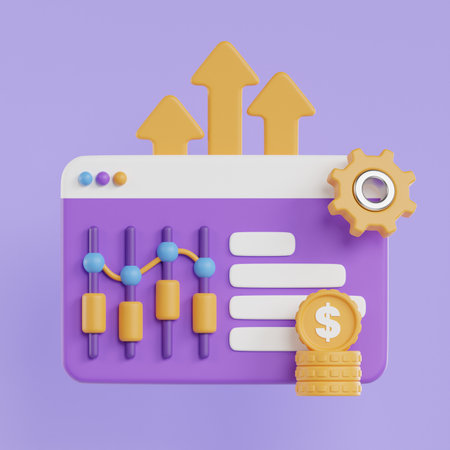 Concept of Seo Optimization for website and mobile website. Landing page template. 3D Vector Illustrations.の写真素材