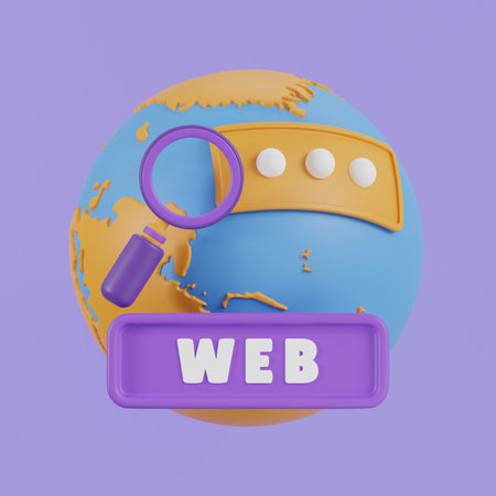 Concept of Seo Optimization for website and mobile website. Landing page template. 3D Vector Illustrations.の写真素材