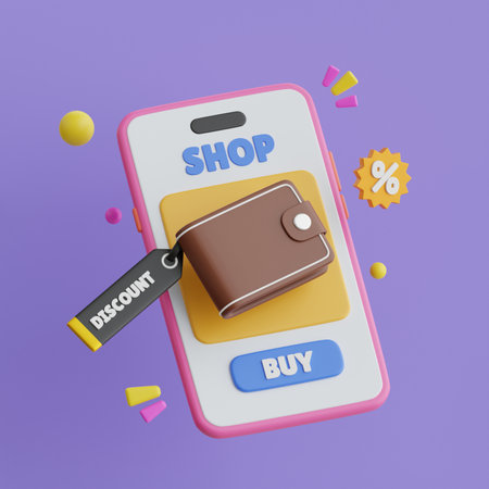 Online shopping 3d illustration, online store, online payment and delivery concept.の写真素材