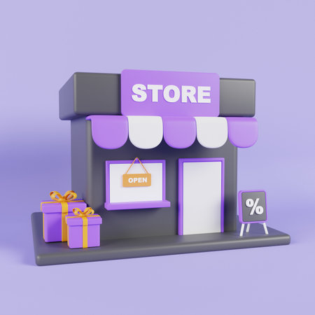 Online shopping 3d illustration, online store, online payment and delivery concept.の写真素材