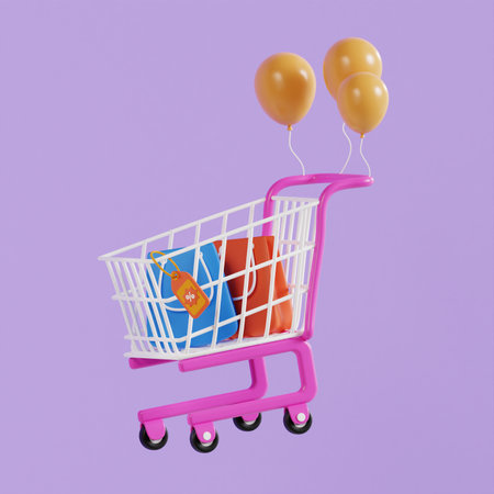 Online shopping 3d illustration, online store, online payment and delivery concept.の写真素材