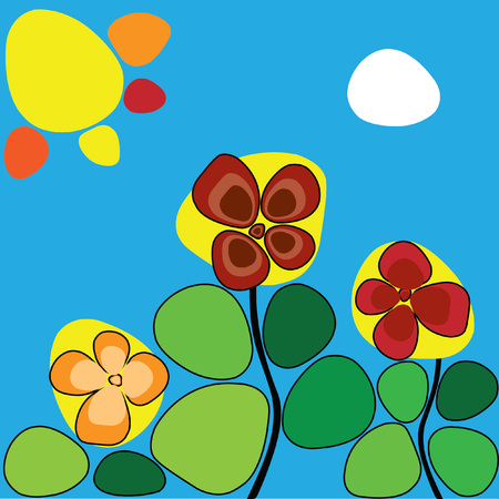 flowers under the hot sunのイラスト素材