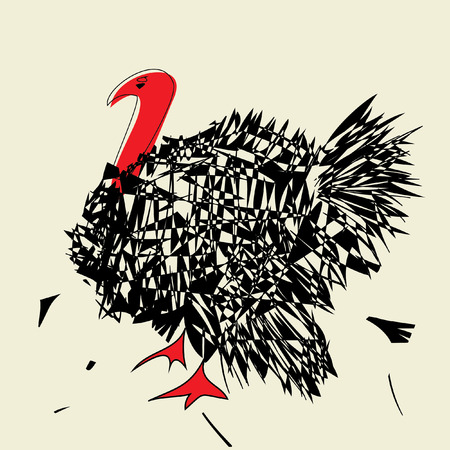 angry turkey  with red neck on beige backgroundのイラスト素材