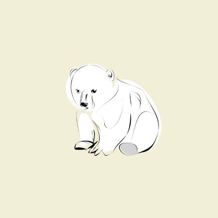 polar bear cub on a beige backgroundのイラスト素材