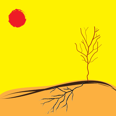 tree in a drought summerのイラスト素材
