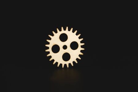 mechanisms of wood on a black background. gear