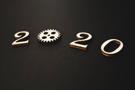 2020 year arrangements on a black background. industry concept.の写真素材
