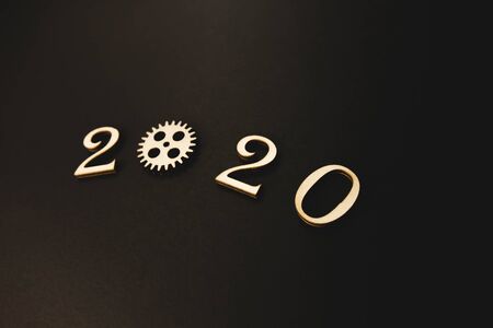 2020 year arrangements on a black background. industry concept.の写真素材