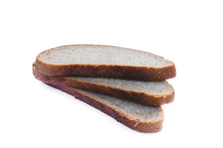 oat bread slices isolated on white background.の写真素材