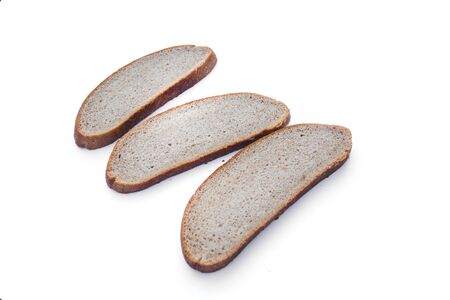 oat bread slices isolated on white background.の写真素材
