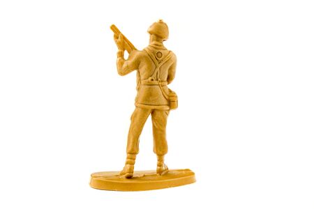 plastic toy soldier isolated on white backgroundの写真素材
