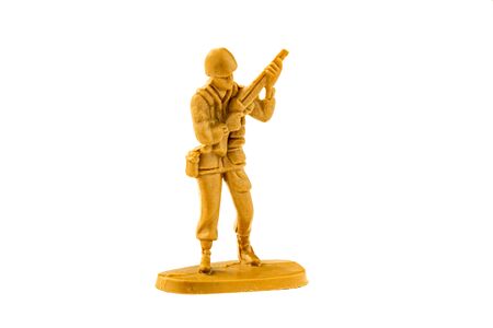 plastic toy soldier isolated on white backgroundの写真素材