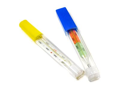 thermometers in case isolated on white backgroundの写真素材