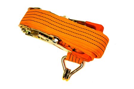 towing orange cable isolated on white backgroundの写真素材