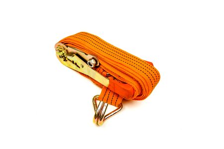 towing orange cable isolated on white backgroundの写真素材