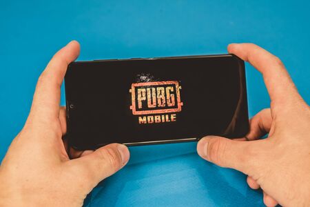 Los Angeles, USA - September 10, 2019: screensaver of pubg mobile gameのeditorial素材