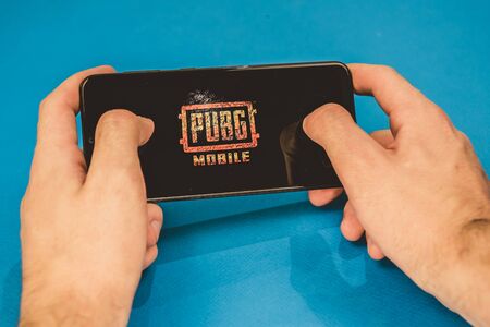 Los Angeles, Russia - September 10, 2019: screensaver of pubg mobile game.のeditorial素材