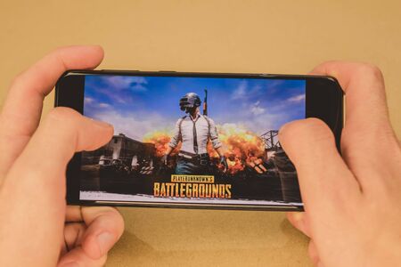 Los Angeles, USA - September 10, 2019: screensaver of pubg mobile gameのeditorial素材