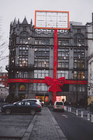 MOSCOW, RUSSIA - JANUARY 2, 2020 - TSUM - Moscows large central department store in the eveningのeditorial素材