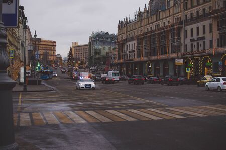 Russia Moscow January 1, 2020 New Years Eve of Moscow in the city center.のeditorial素材