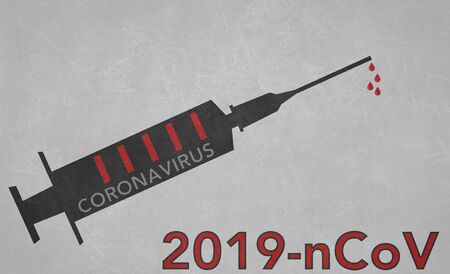 syringe with blood infected with coronavirus 2019-ncov.の写真素材