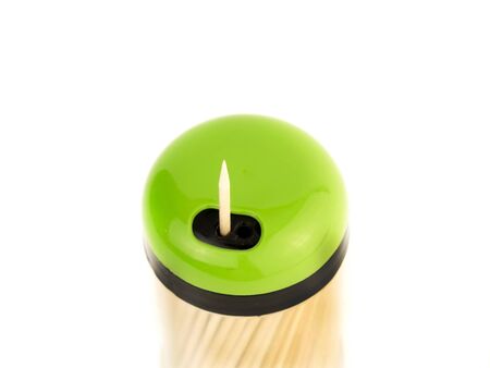 Pocket Wooden Toothpick Pack with Holder. pack of greenの写真素材