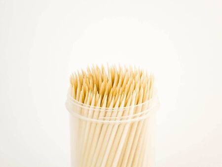 isolated on a white background packaging with wooden toothpicks.