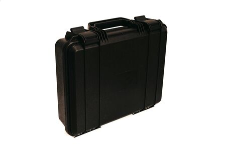 black case in closed form on a white backgroundの写真素材