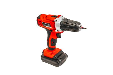 red electric drill isolated on white background.