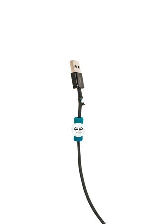 black torn cable isolated on white background.