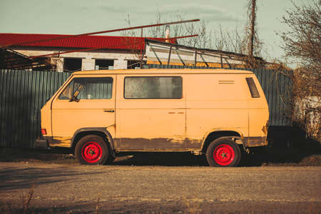 Russia Moscow April 27, 2020. old rusty Volkswagen trasporter. side view.