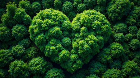 heart shaped composition of lush green trees.の素材