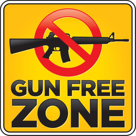 Gun Free Zone assault rifle street and building signのイラスト素材