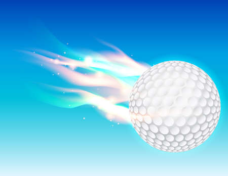 A flaming golf ball flying in the sky. Vector EPS 10 available. EPS file contains transparencies and gradient mesh.のイラスト素材