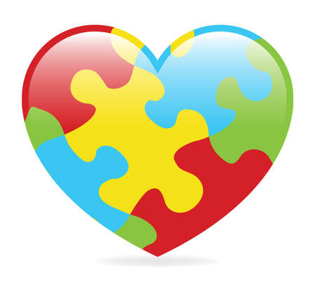 A colorful heart made of symbolic autism puzzle pieces.のイラスト素材