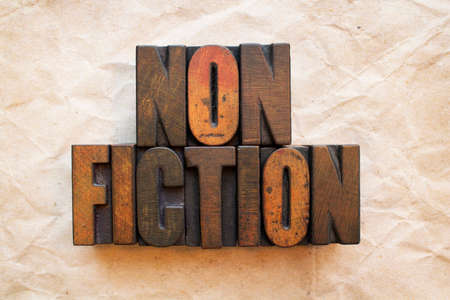 The word Nonfiction written in vintage wood letterpress type.の写真素材