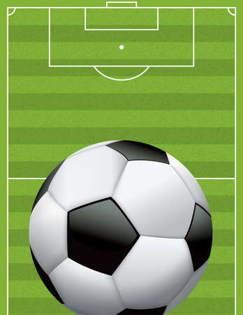 A realistic football - soccer ball on a textured grass playing field.のイラスト素材
