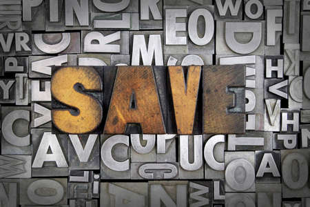 Save written in vintage letterpress typeの写真素材