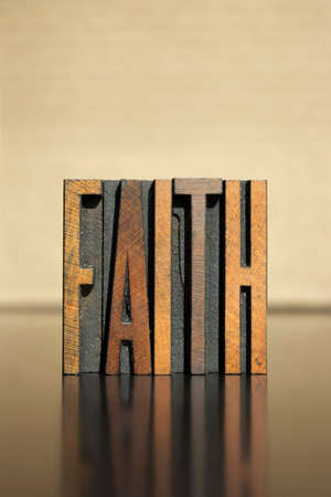 The word FAITH written in vintage letterpress typeの写真素材