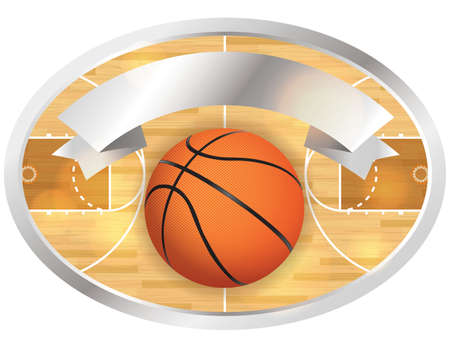 An illustration of a basketball court and banner. のイラスト素材