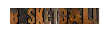 The word BASKETBALL written in vintage letterpress typeの写真素材