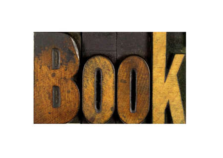 The word BOOK written in vintage letterpress typeの写真素材