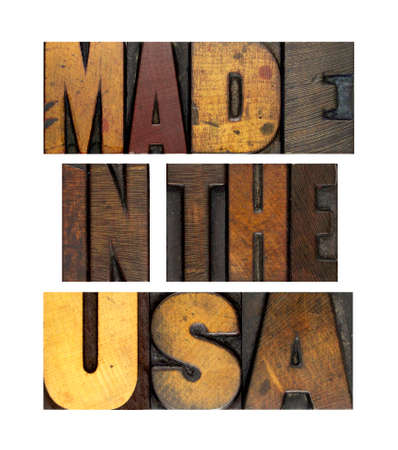 The words MADE IN THE USA written in vintage letterpress typeの写真素材