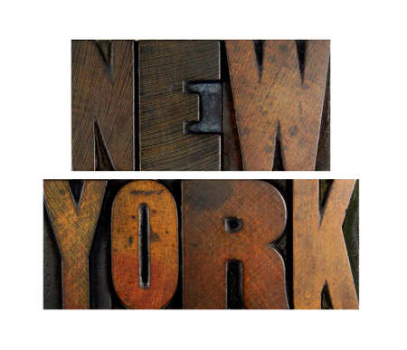 The name NEW YORK written in vintage letterpress typeの写真素材