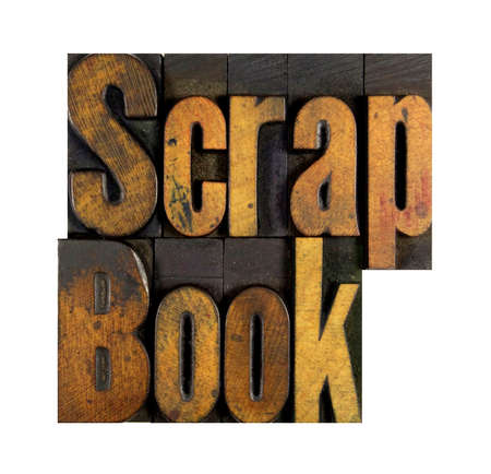 The words Scrap Book written in vintage letterpress typeの写真素材