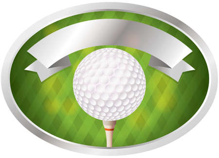 An illustration of a golf ball on tee emblem. Room for copy space. Vector EPS 10 file available. EPS file contains transparencies.のイラスト素材
